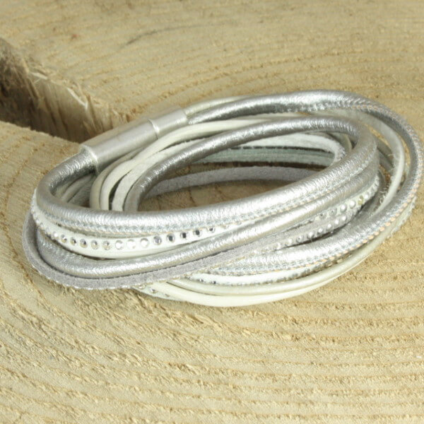 wikkelarmband wit zilver met strass