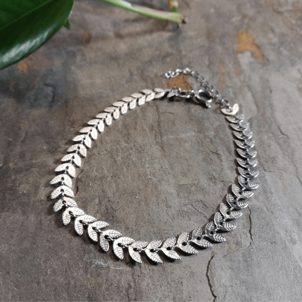 rvs armband blaadjes zilver