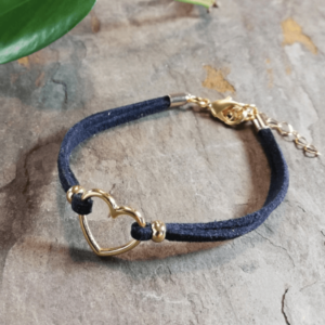 veterarmband hartje goud blauw