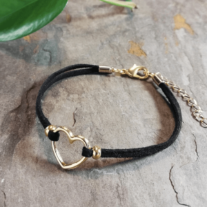 veterarmband hartje goud zwart
