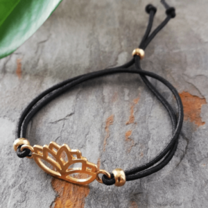 armband elastiek zwart lotus goud